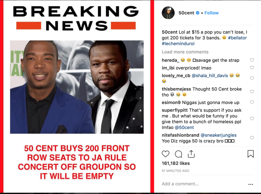 Breaking News: 50 Cent buys 200 tickets to Ja Rule show so it's empty ...